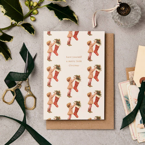 Vintage Stocking Christmas Card